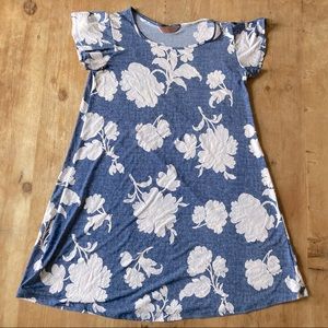 Navy White Floral Dress | S
